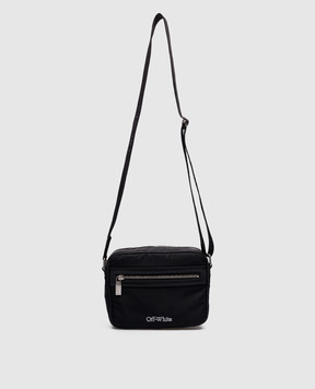 Off-White Чорна сумка через плече з вишивкою логотипа OMNQ080C99FAB001