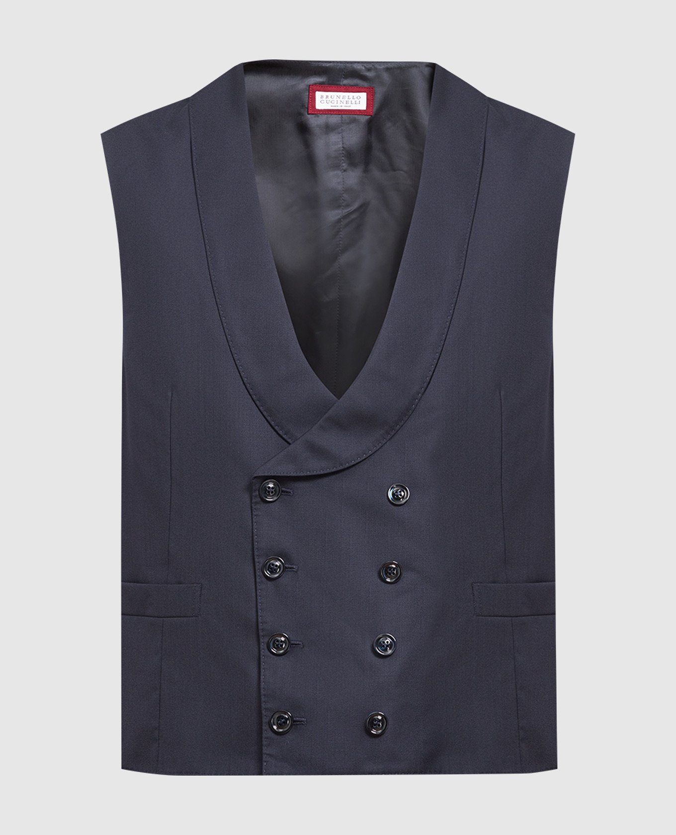 Navy blue wool and silk vest