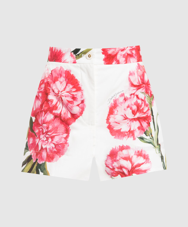 Dolce&Gabbana White shorts with a Carnation print FTBTPTHS5NL