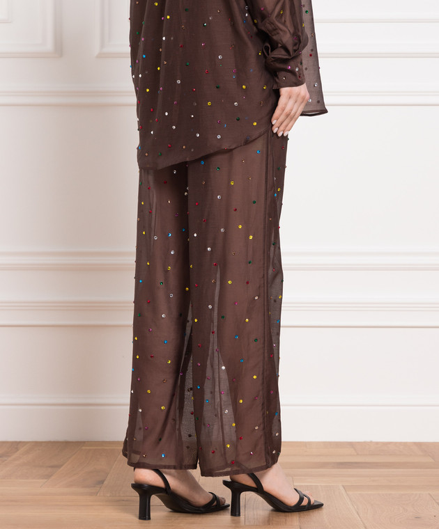 Oseree GEM brown pants with crystals GPF224COTTONSILK изображение 4