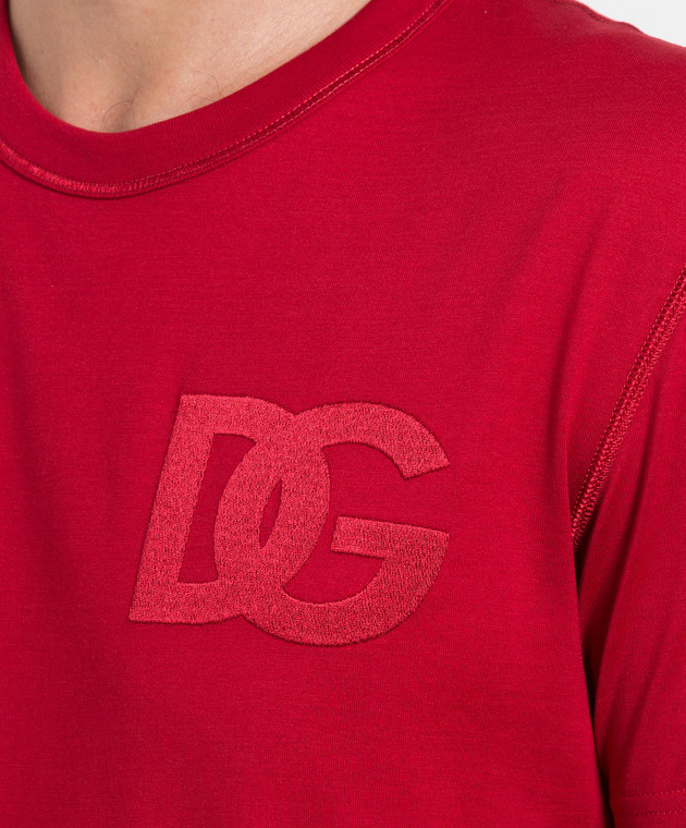 Dolce&Gabbana Червона футболка з вишивкою логотипу DG G8OL6ZG7C8G зображення 5