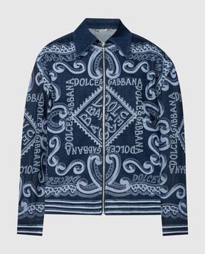 Dolce&Gabbana Синя джинсова куртка в принт G9AUMDG8KM5