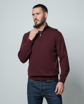 Cashmere&Whiskey Бордовий джемпер з кашеміру з блискавкою 357N