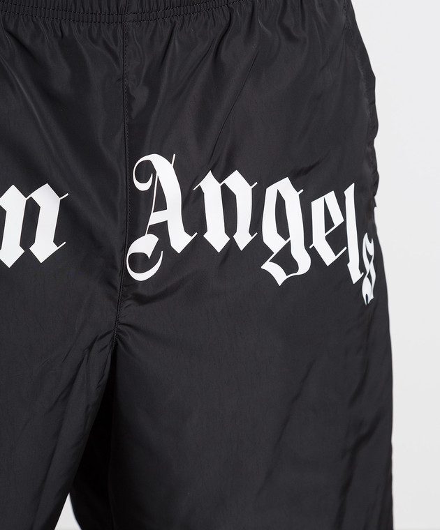 Palm Angels Чорні плавальні шорти з логотип принт. PMFA005C99FAB001 зображення 5