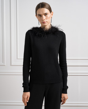 Twinset Чорний светр з пір'ям страуса 232TT3331