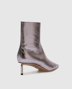Off-White Сріблясті шкіряні ботильйони Allen Silver OWID043F23LEA001