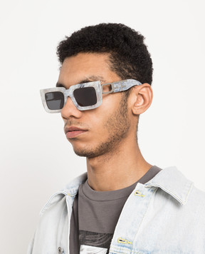 Off-White Серые очки Boston с мраморным узором OERI073S23PLA001