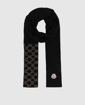 Moncler Чорний шарф з принт монограма логотип. 3C00002M1367