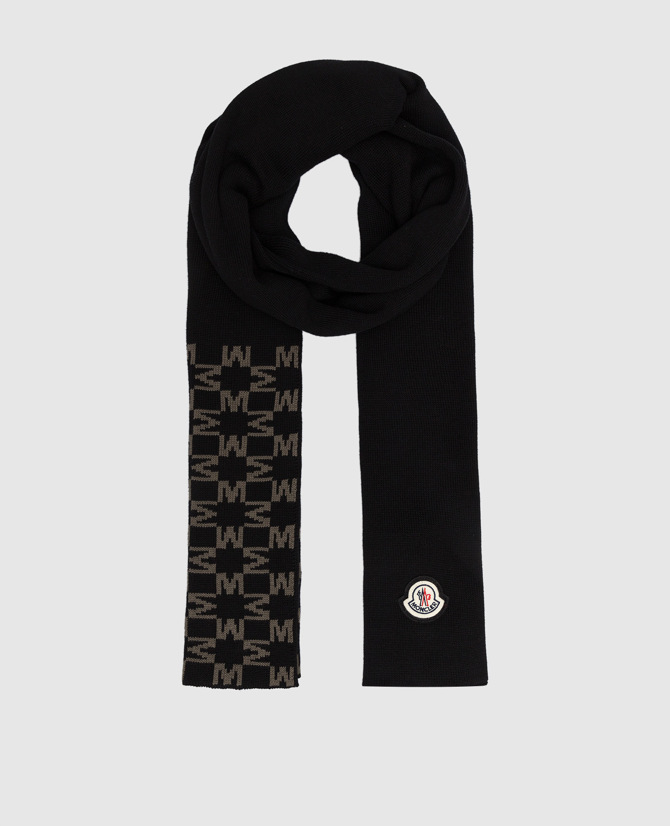 Черный шарф с принтом монограммы логотипа
