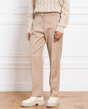 Brunello Cucinelli Бежевые брюки с цепочкой мониль MP126P8423
