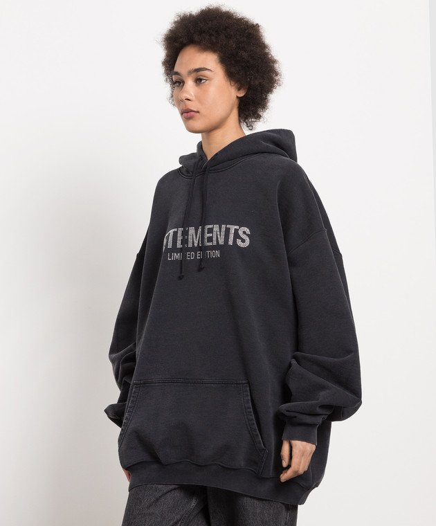 Vetements Gray hoodie with crystals UE54HD240B image 3