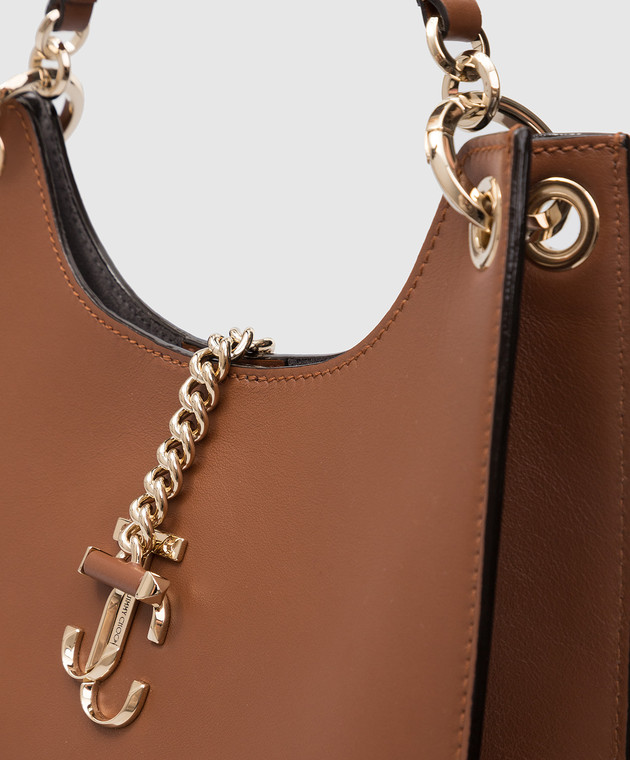 Jimmy Choo Коричневая кожаная сумка-хобо Varenne с монограммой VARENNEHOBOMCLF изображение 5