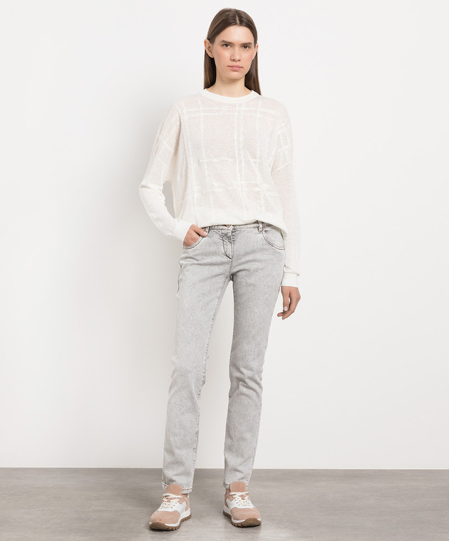 Brunello Cucinelli White jumper with sequins M1T135910 image 2