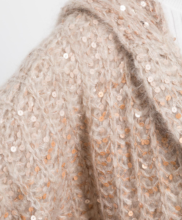 Brunello Cucinelli Бежевый кардиган с пайетками MAA624006 изображение 5