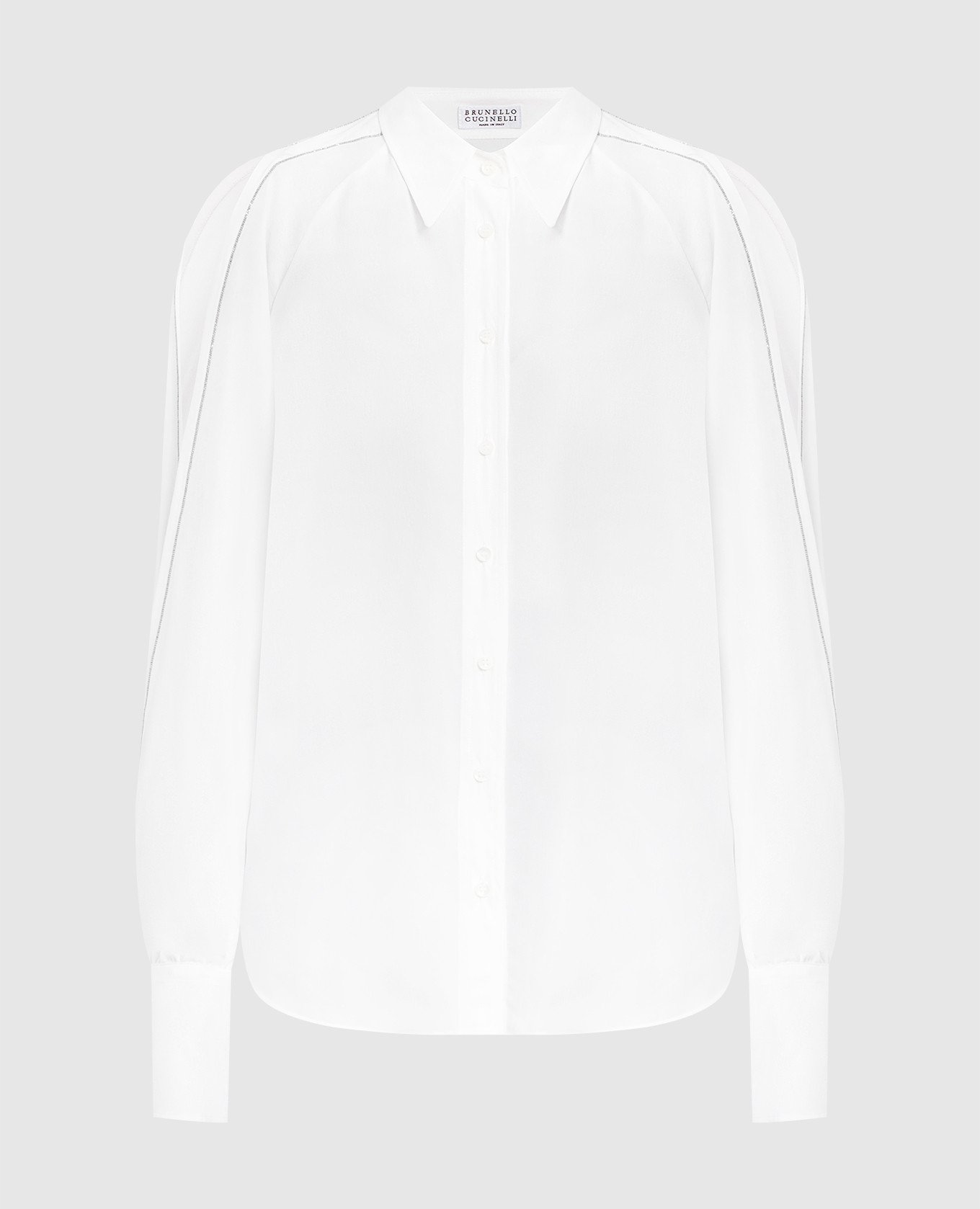 Белая рубашка из шелка с эколатунью