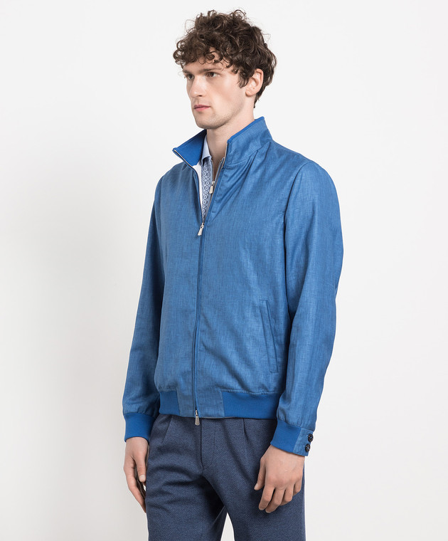 Enrico Mandelli Blue jacket made of linen, wool and silk A6T5013716 image 3