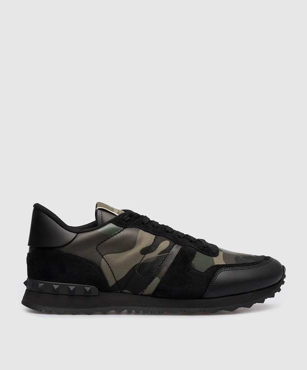 Valentino Black Rockrunner combination sneakers in camouflage print 2Y2S0723TCC