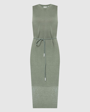 Peserico Зелена сукня з льоном S92238F07A09056