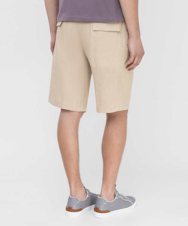 Brunello Cucinelli Светло-бежевые шорты из льна MH215W0250 изображение 4