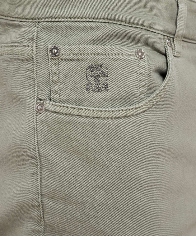 Brunello Cucinelli Зеленые джинсы с логотипом M277PD3210 изображение 5
