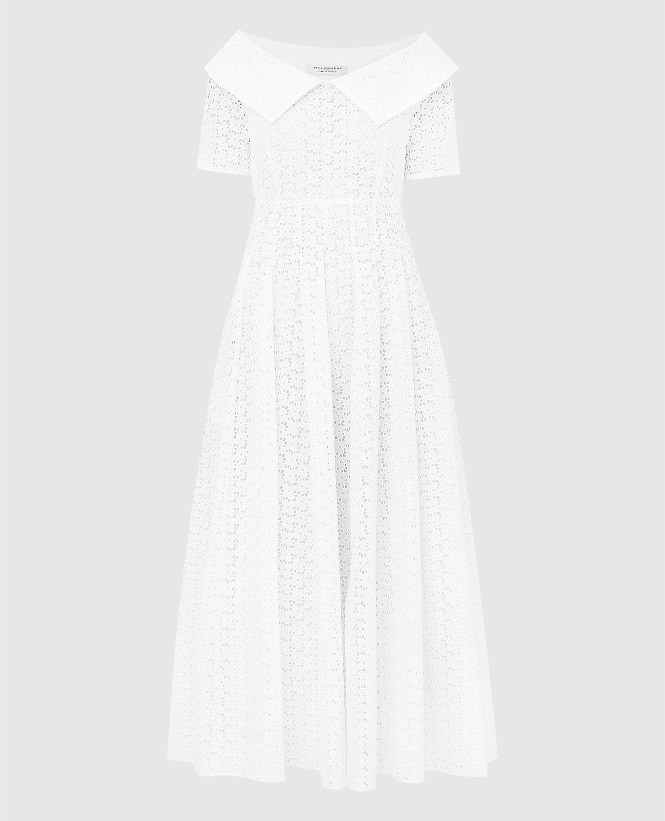 

Платье миди с цветочной вышивкой, Белый, Повседневные платья