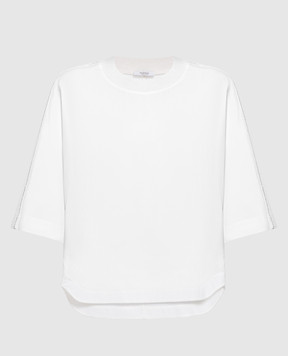 Peserico Біла блуза із шовку з ланцюжком моніль S069137325B