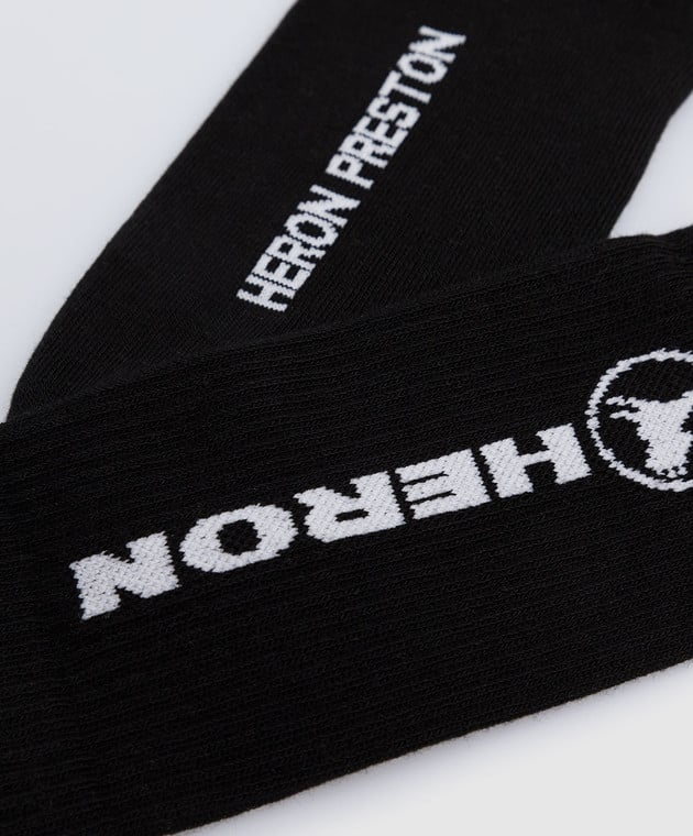 Heron Preston Чорні шкарпетки з контрастним принтом логотипу HWRA008S22KNI002 зображення 3