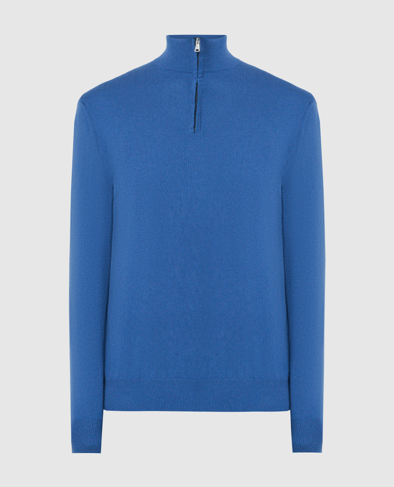 Blue cashmere jumper with zipper