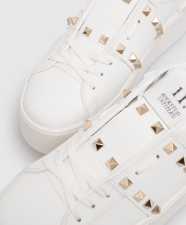 Valentino - Flatform Rockstud Untitled White Leather Sneakers ...