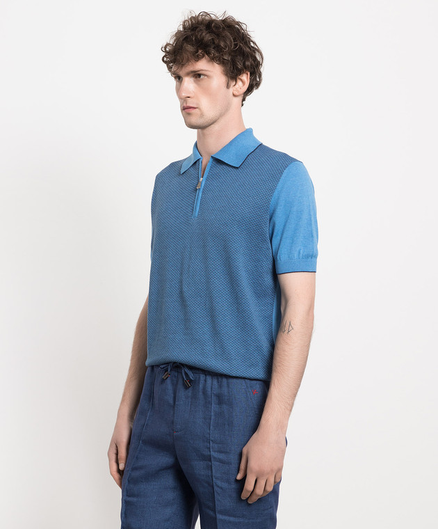 Enrico Mandelli Blue patterned polo shirt A6J0035194 image 3