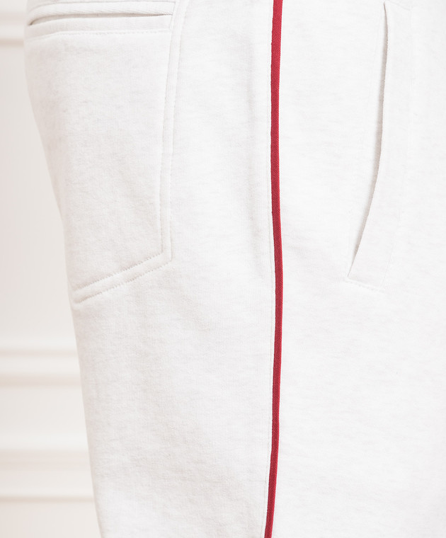 Brunello Cucinelli Светло-серые джоггеры с лампасами MTU143374G изображение 5