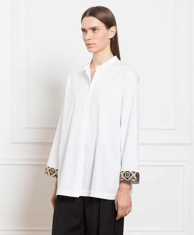 Max Mara White blouse with contrasting trim TENERIFE image 3