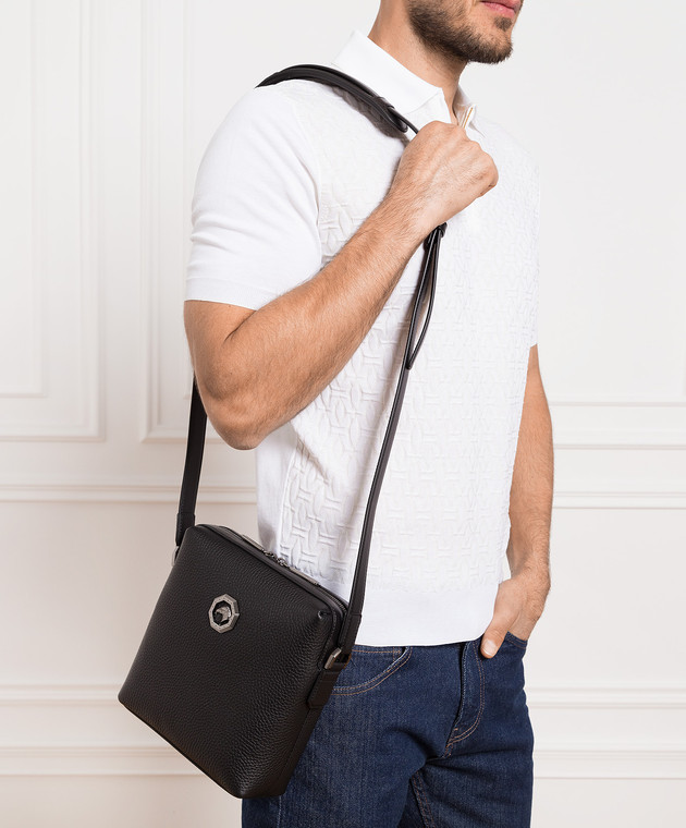 Stefano Ricci Black leather shoulder bag with logo ND155TUVDVH image 2