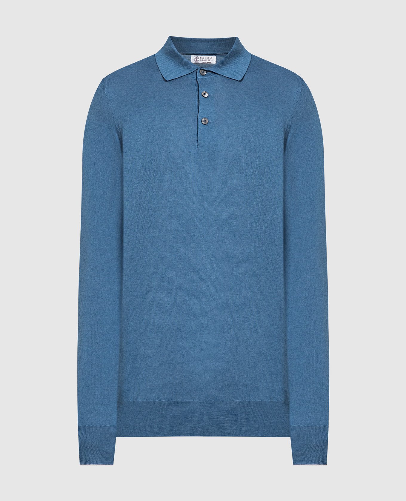 Blue wool and cashmere polo shirt