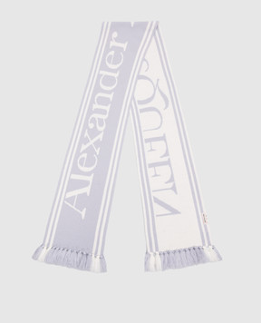 Alexander McQueen Purple wool scarf with logo pattern 7304293206Q