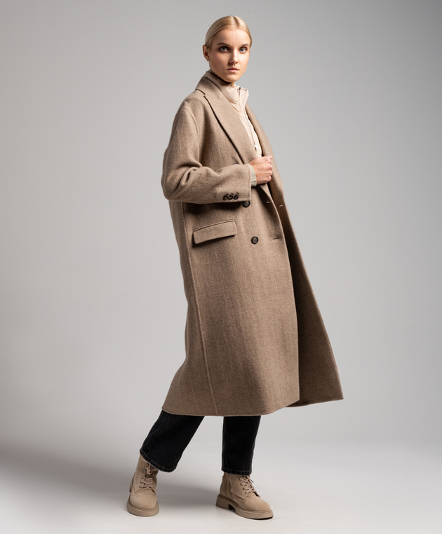 Brunello Cucinelli Brown double-breasted straight-cut cashmere coat MD5589738 image 3