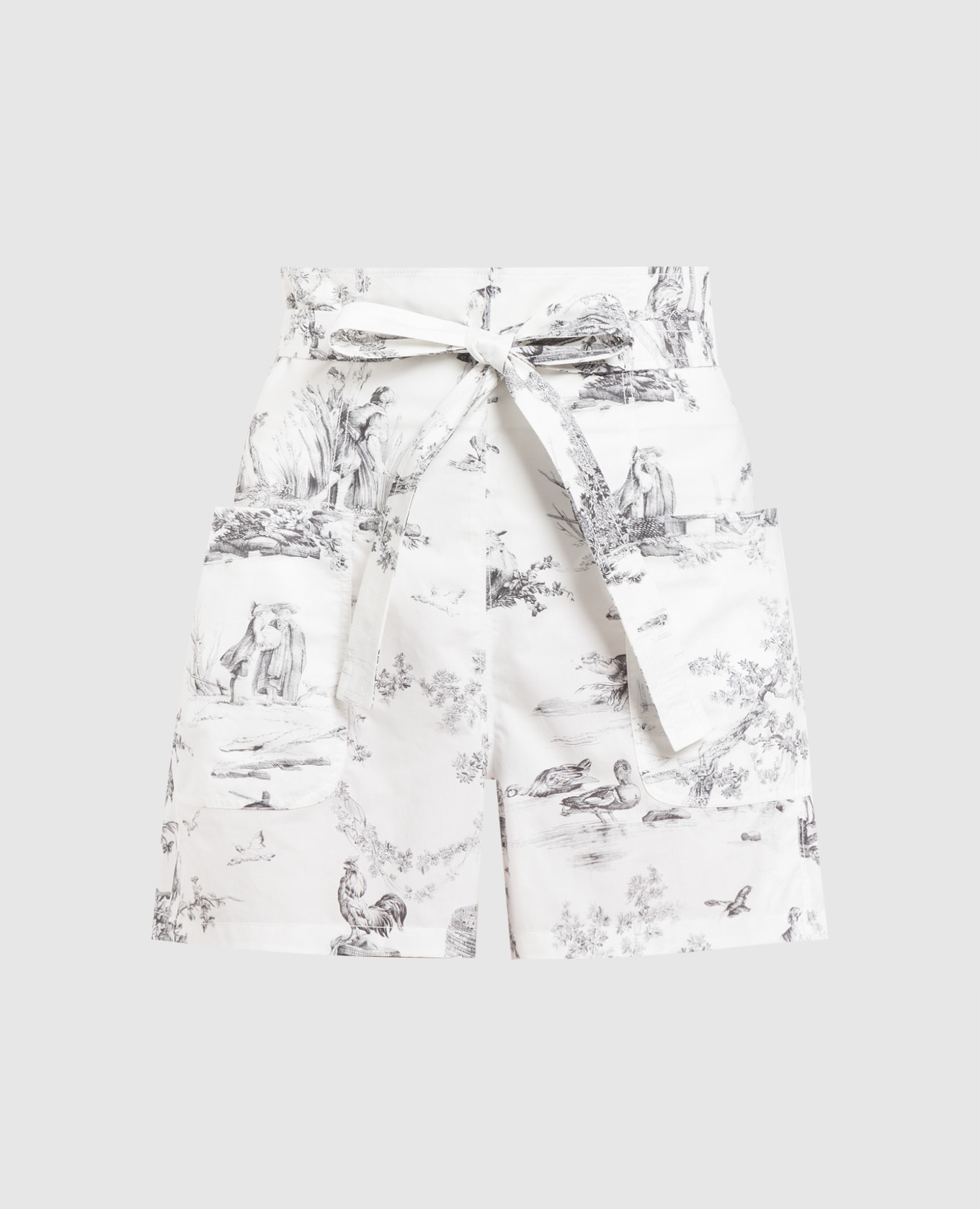 

Белые шорты в принт Toile de Jouy, Белый, Шорты