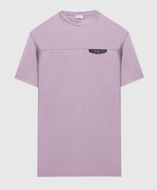 Brunello Cucinelli Purple t-shirt with monil chain M0A45EE510