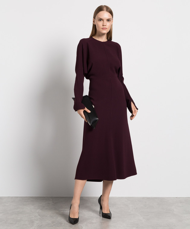 Victoria Beckham Бордовое платье миди 1323WDR004744A изображение 2