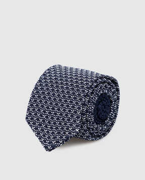 Stefano Ricci Детский темно-синий галстук из шелка в контрастный узор YCRMTSR8189