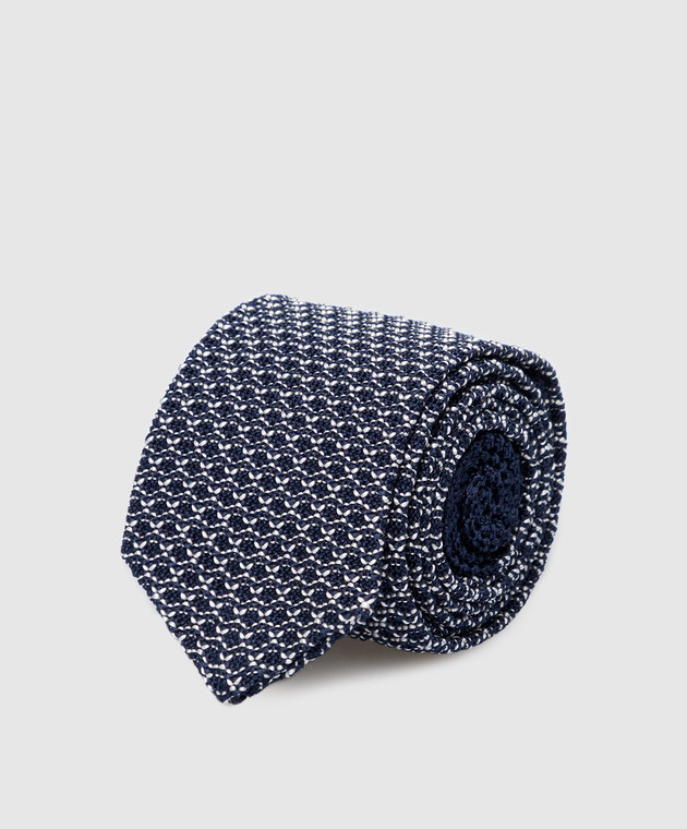 Stefano Ricci Children's dark blue silk tie with contrast pattern YCRMTSR8189