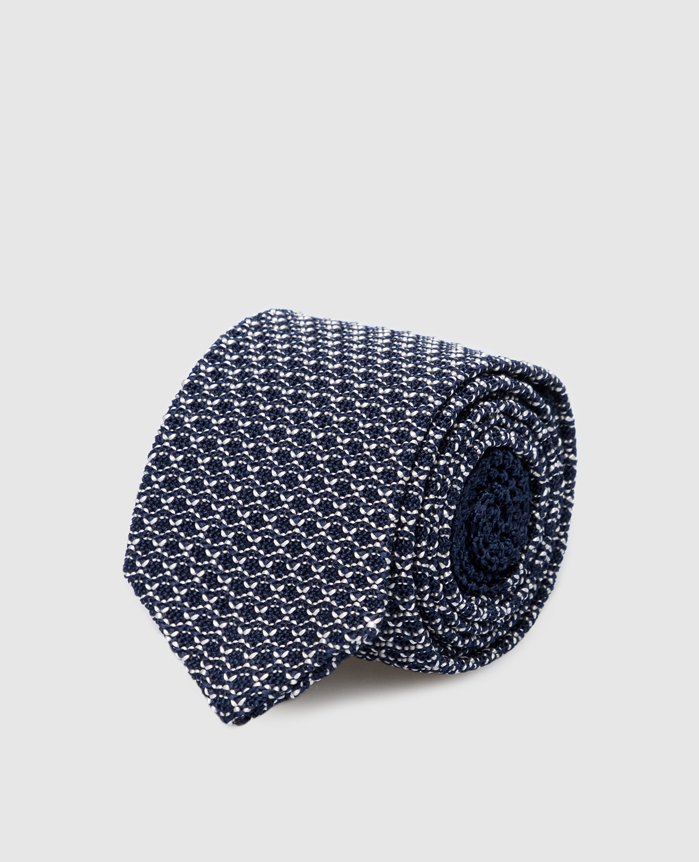 Детский темно-синий галстук из шелка в контрастный узор