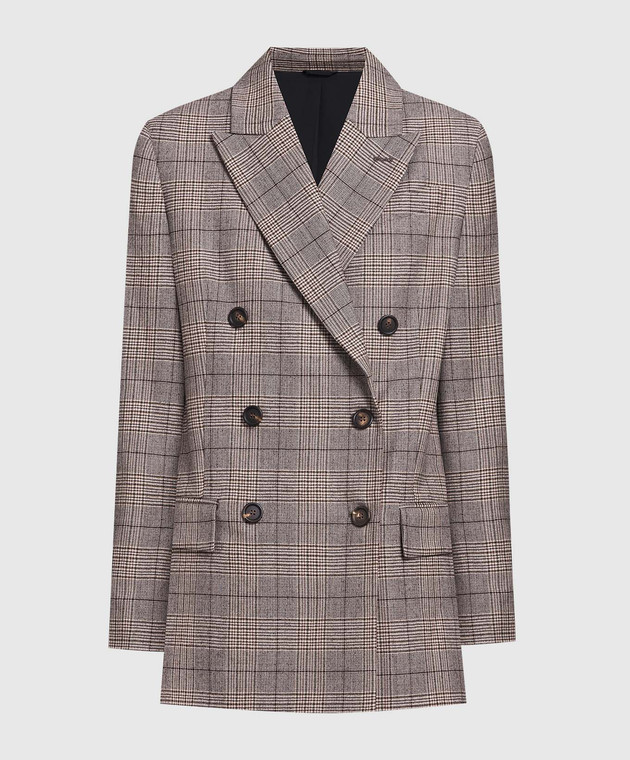 Brunello Cucinelli Brown check double-breasted jacket MD5372199P