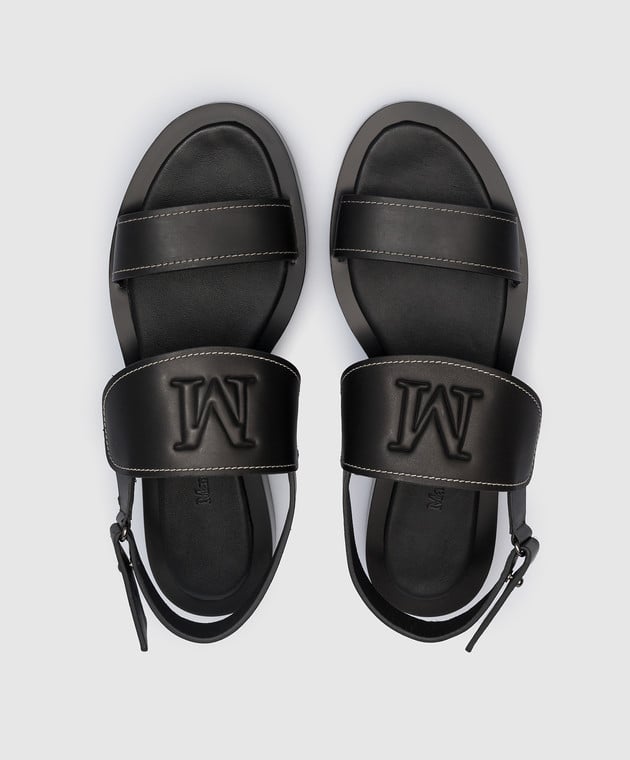 Max Mara Black leather sandals with embossed logo DIANA image 4