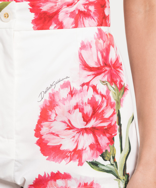 Dolce&Gabbana White shorts with a Carnation print FTBTPTHS5NL image 5