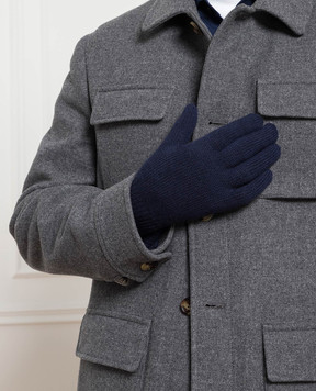 Brunello Cucinelli Синие перчатки из кашемира с окантовкой M2293118