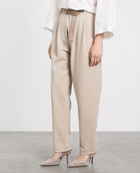 Brunello Cucinelli Бежевые брюки каррот MPR24P8145