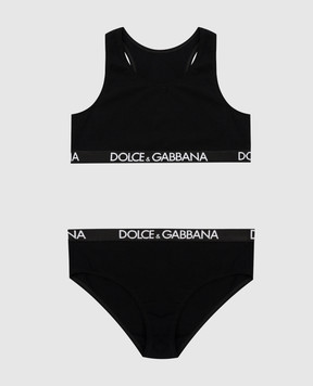 Dolce&Gabbana Дитячий чорний набір із топу та трусиків L5J713FUGNE