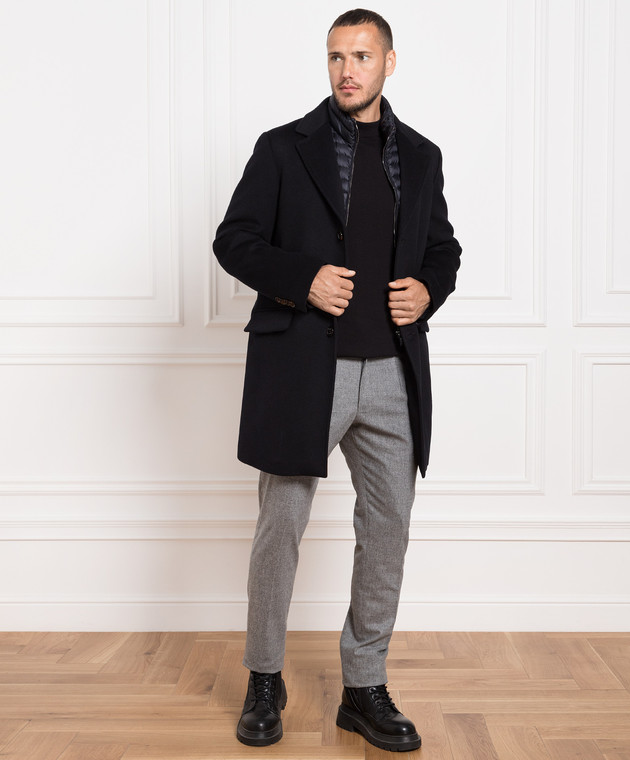 MooRER Black wool and cashmere coat HARRISLE image 2