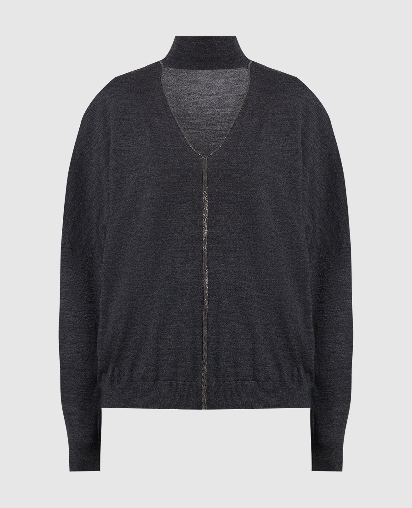 Темно-серый пуловер из шерсти и кашемира с эколатунью